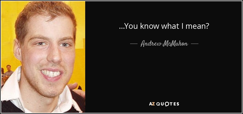 ...You know what I mean? - Andrew McMahon