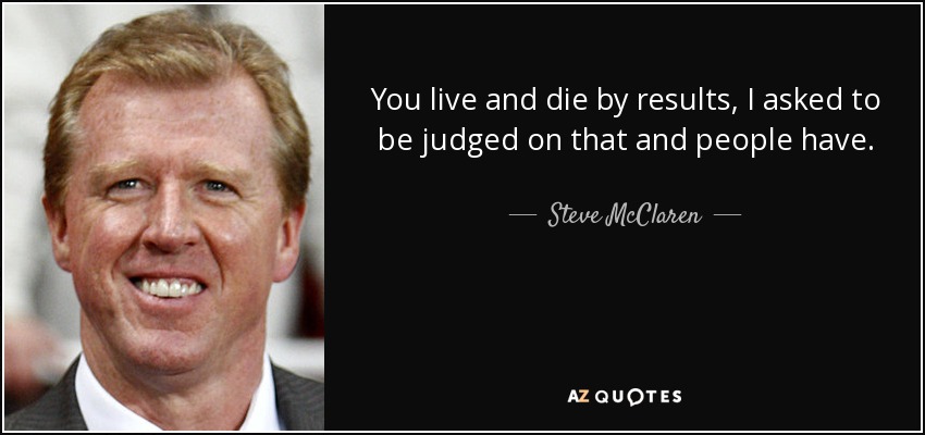 You live and die by results, I asked to be judged on that and people have. - Steve McClaren