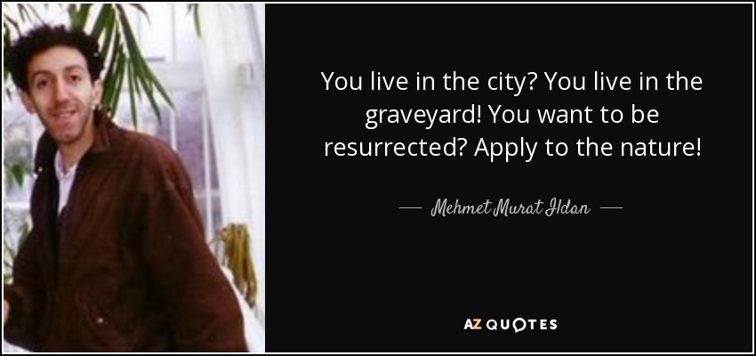 You live in the city? You live in the graveyard! You want to be resurrected? Apply to the nature! - Mehmet Murat Ildan