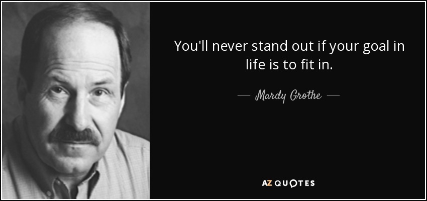 You'll never stand out if your goal in life is to fit in. - Mardy Grothe