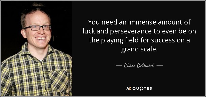 You need an immense amount of luck and perseverance to even be on the playing field for success on a grand scale. - Chris Gethard