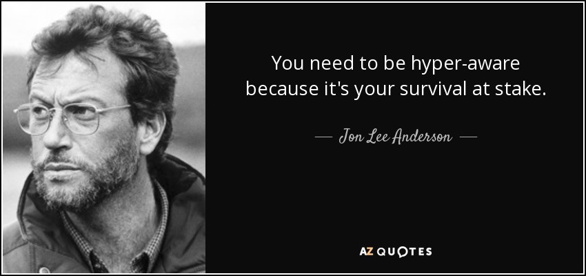 You need to be hyper-aware because it's your survival at stake. - Jon Lee Anderson
