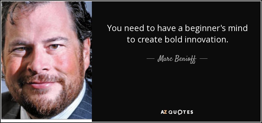 You need to have a beginner's mind to create bold innovation. - Marc Benioff