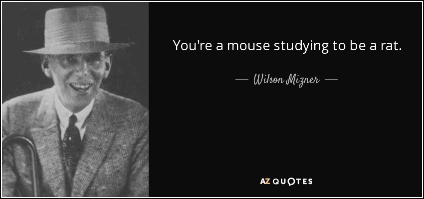 You're a mouse studying to be a rat. - Wilson Mizner