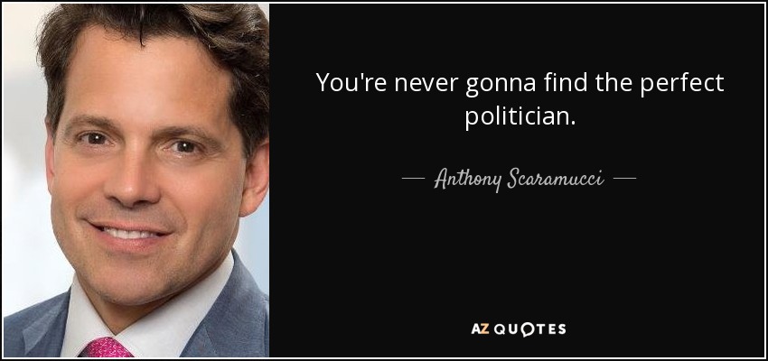 You're never gonna find the perfect politician. - Anthony Scaramucci