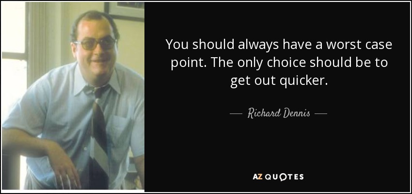 You should always have a worst case point. The only choice should be to get out quicker. - Richard Dennis
