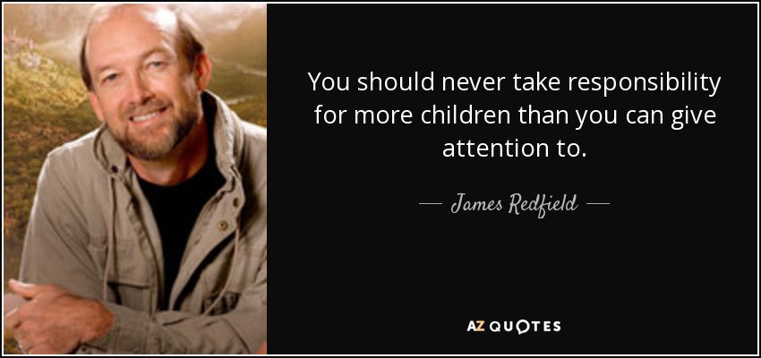 You should never take responsibility for more children than you can give attention to. - James Redfield