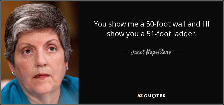 You show me a 50-foot wall and I'll show you a 51-foot ladder. - Janet Napolitano