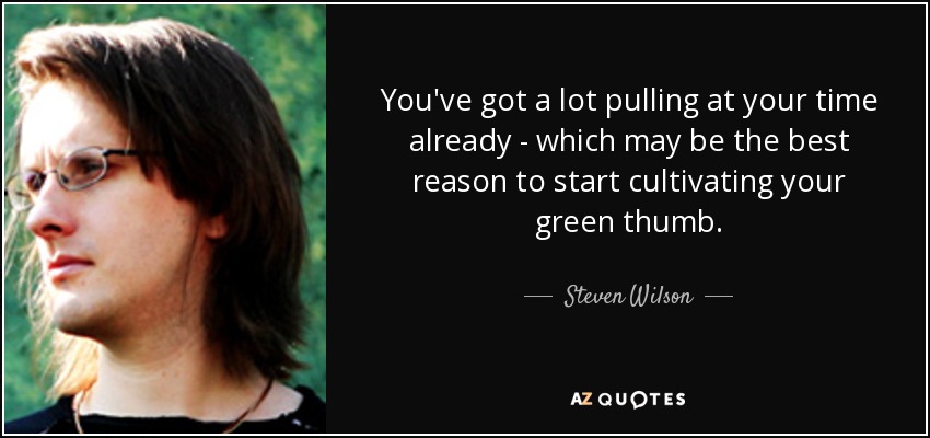 You've got a lot pulling at your time already - which may be the best reason to start cultivating your green thumb. - Steven Wilson