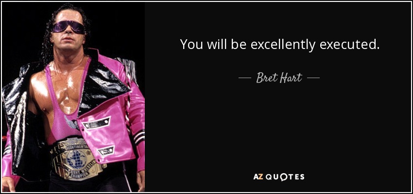 You will be excellently executed. - Bret Hart