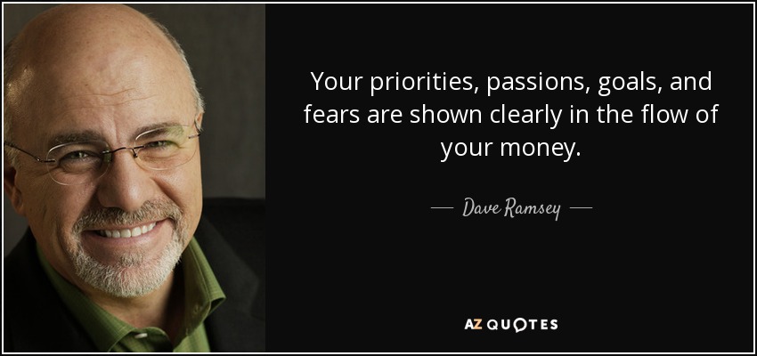 Your priorities, passions, goals, and fears are shown clearly in the flow of your money. - Dave Ramsey