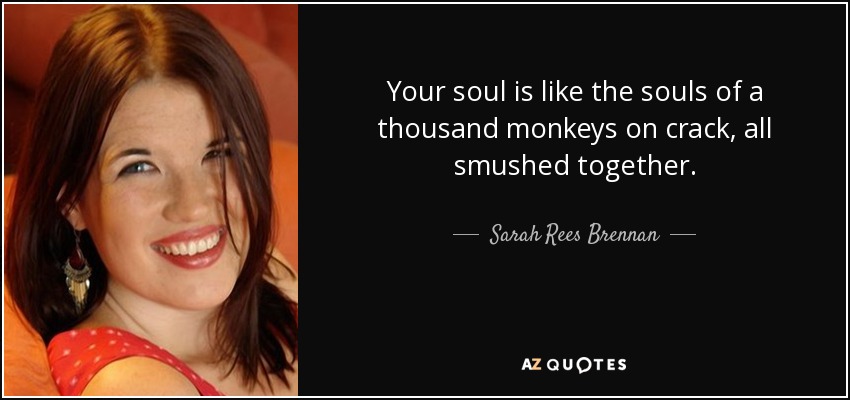 Your soul is like the souls of a thousand monkeys on crack, all smushed together. - Sarah Rees Brennan