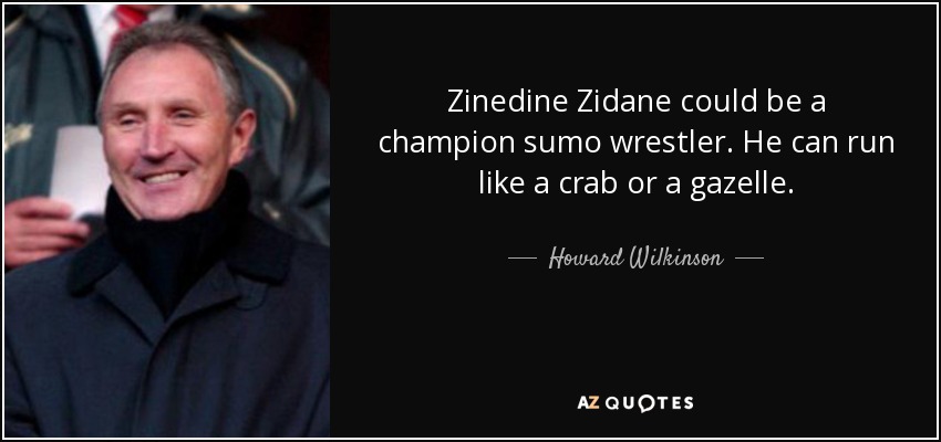 Zinedine Zidane could be a champion sumo wrestler. He can run like a crab or a gazelle. - Howard Wilkinson