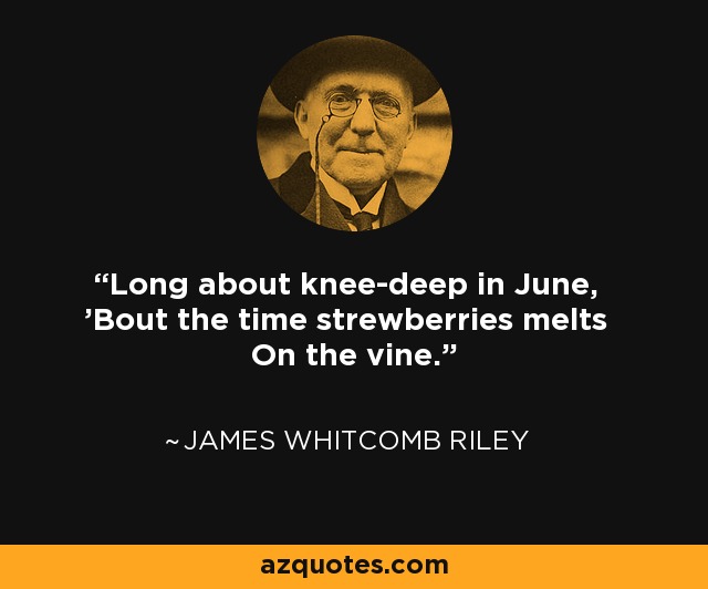 Long about knee-deep in June, 'Bout the time strewberries melts On the vine. - James Whitcomb Riley