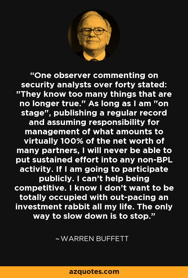 One observer commenting on security analysts over forty stated: 