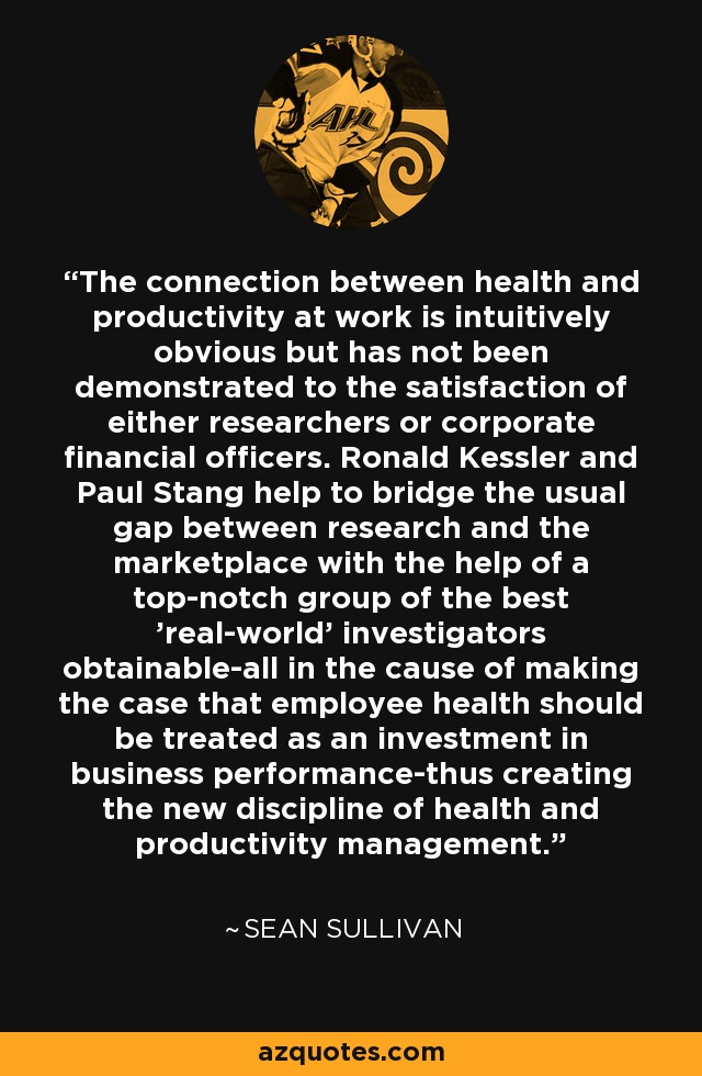 The connection between health and productivity at work is intuitively obvious but has not been demonstrated to the satisfaction of either researchers or corporate financial officers. Ronald Kessler and Paul Stang help to bridge the usual gap between research and the marketplace with the help of a top-notch group of the best 'real-world' investigators obtainable-all in the cause of making the case that employee health should be treated as an investment in business performance-thus creating the new discipline of health and productivity management. - Sean Sullivan