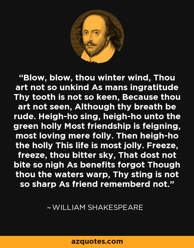 William Shakespeare Quote Blow Blow Thou Winter Wind Thou Art