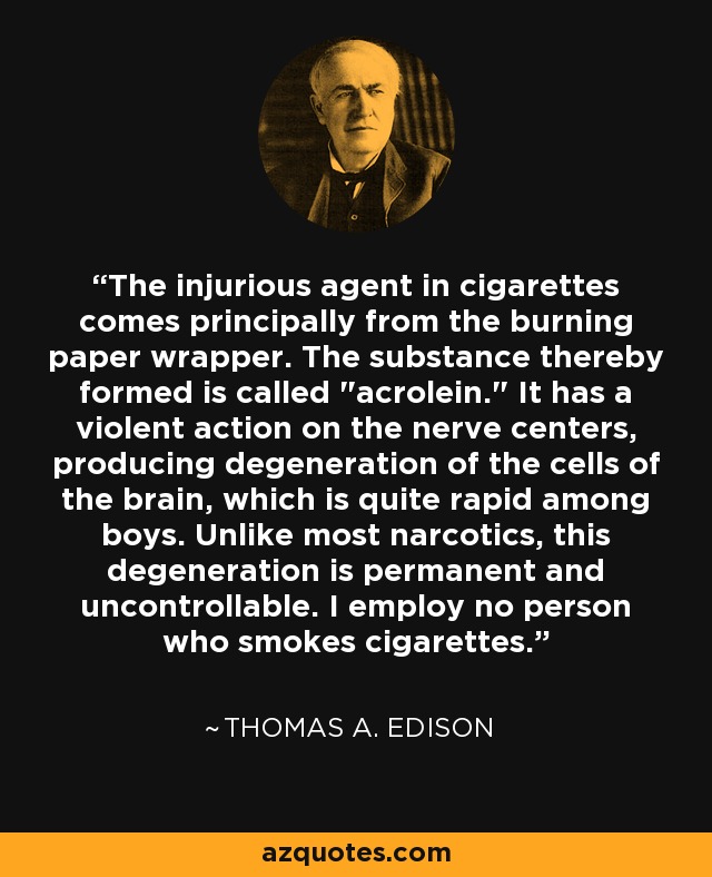 The injurious agent in cigarettes comes principally from the burning paper wrapper. The substance thereby formed is called 