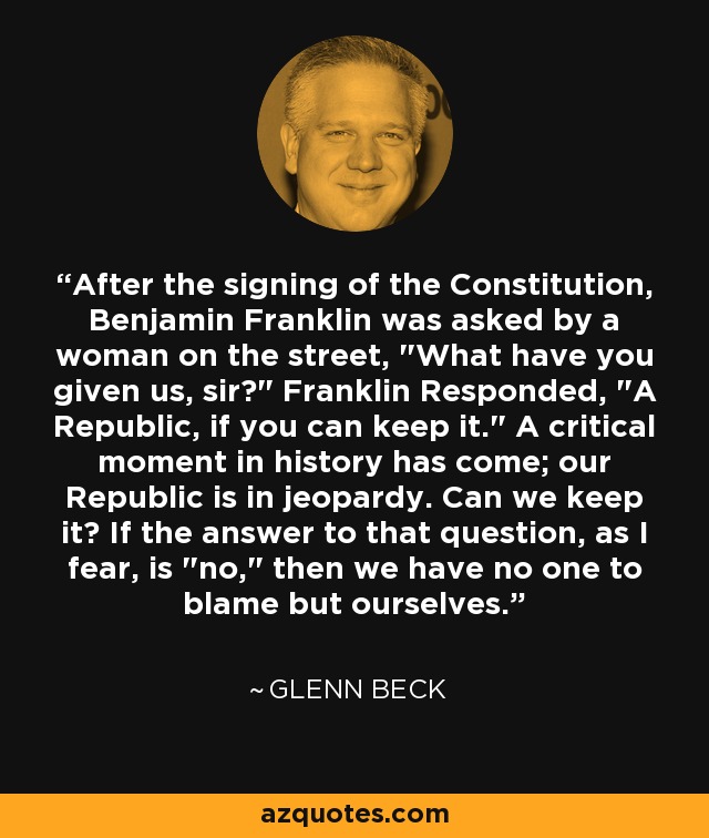 its a republic ben franklin