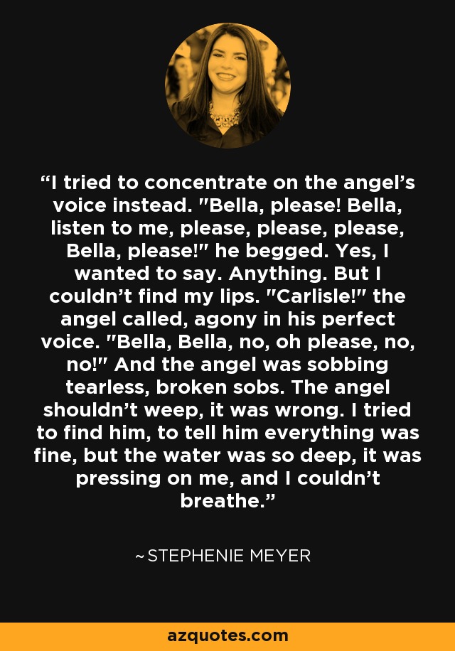 I tried to concentrate on the angel's voice instead. 