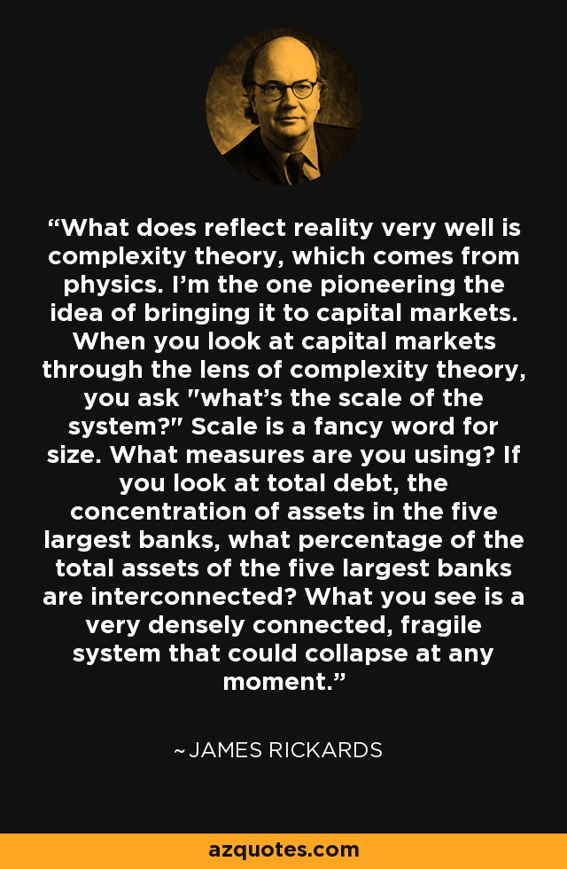 What does reflect reality very well is complexity theory, which comes from physics. I'm the one pioneering the idea of bringing it to capital markets. When you look at capital markets through the lens of complexity theory, you ask 
