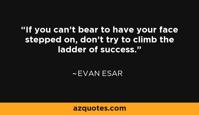 If you can't bear to have your face stepped on, don't try to climb the ladder of success. - Evan Esar