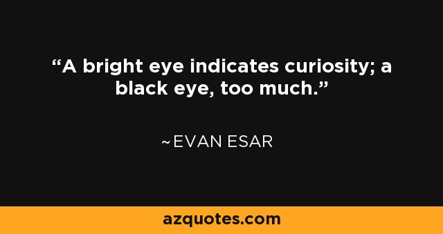 A bright eye indicates curiosity; a black eye, too much. - Evan Esar