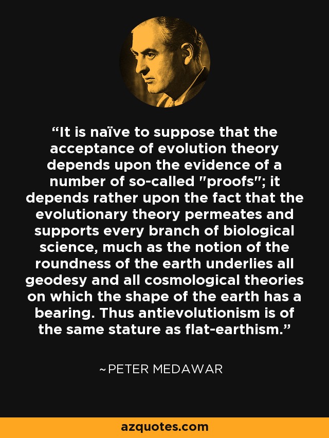 It is naïve to suppose that the acceptance of evolution theory depends upon the evidence of a number of so-called 