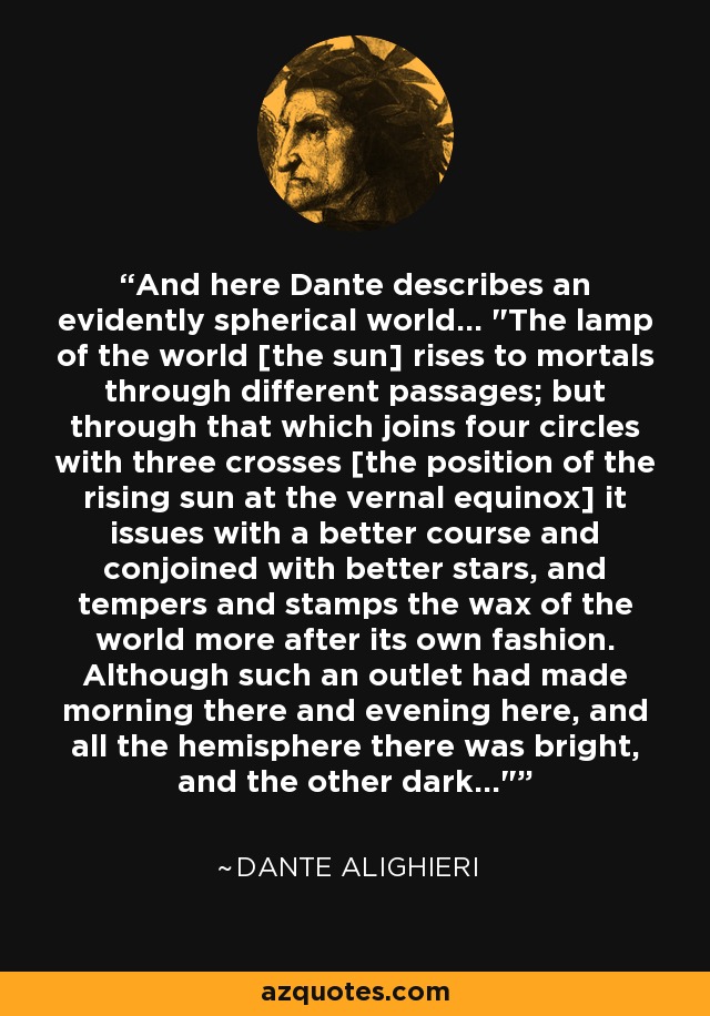 And here Dante describes an evidently spherical world... 