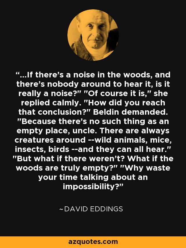 ...If there's a noise in the woods, and there's nobody around to hear it, is it really a noise?