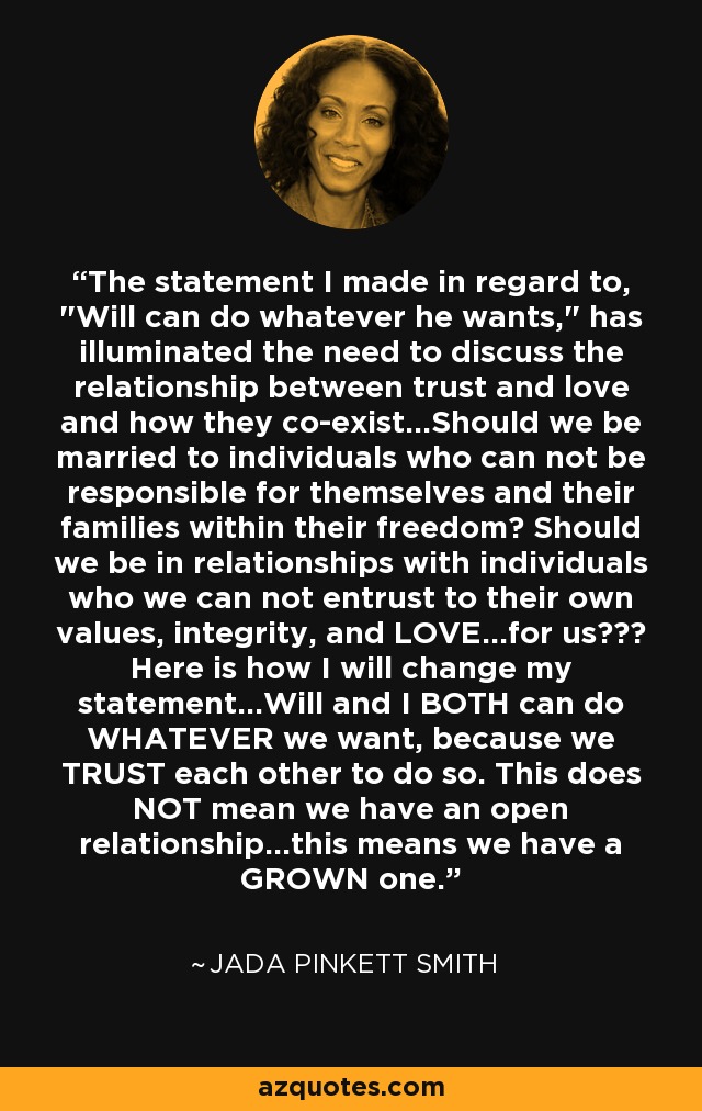Jada Pinkett Smith quote: The statement I made in regard to, 