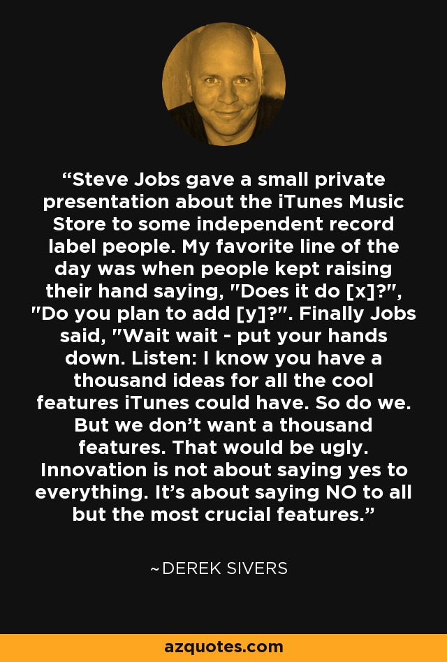 Steve Jobs gave a small private presentation about the iTunes Music Store to some independent record label people. My favorite line of the day was when people kept raising their hand saying, 