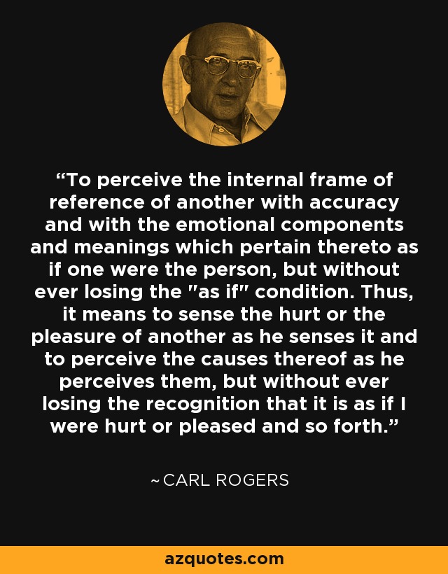 Carl Rogers Quote To Perceive The Internal Frame Of Reference Of Another With