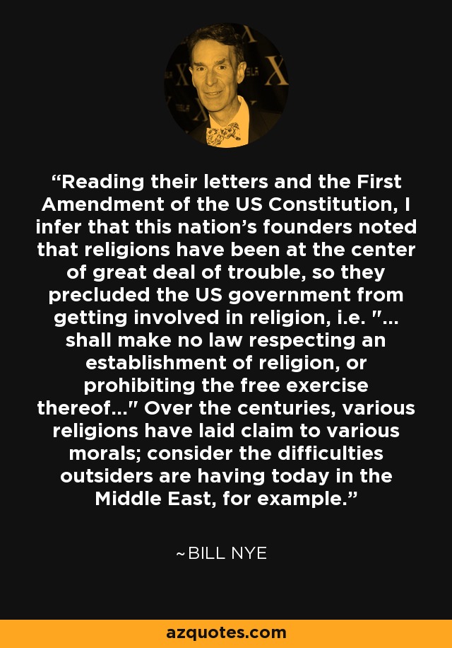 Reading their letters and the First Amendment of the US Constitution, I infer that this nation's founders noted that religions have been at the center of great deal of trouble, so they precluded the US government from getting involved in religion, i.e. 