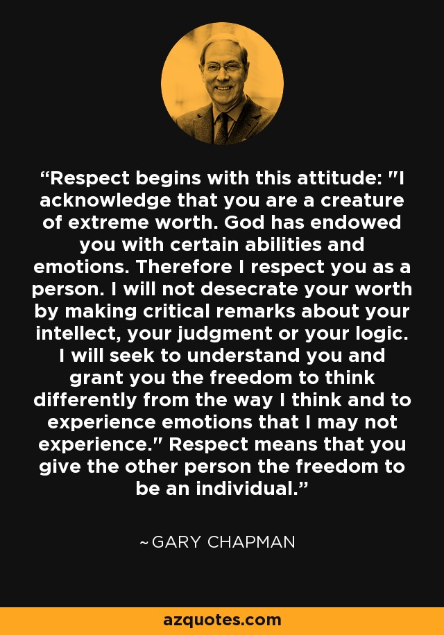 Respect begins with this attitude: 