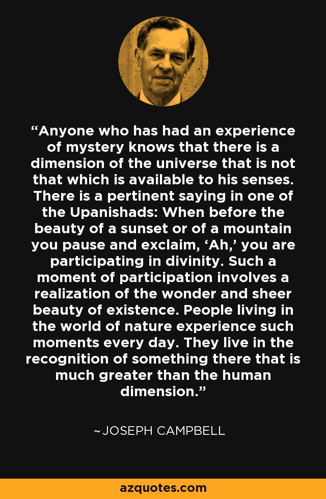 Joseph Campbell quote: Anyone who has had an experience of mystery