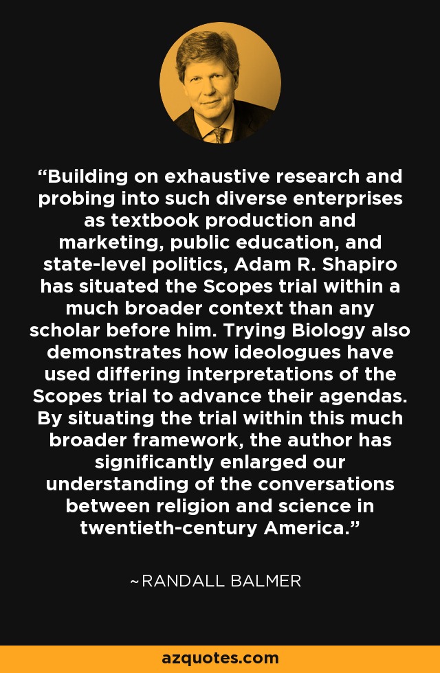 Building on exhaustive research and probing into such diverse enterprises as textbook production and marketing, public education, and state-level politics, Adam R. Shapiro has situated the Scopes trial within a much broader context than any scholar before him. Trying Biology also demonstrates how ideologues have used differing interpretations of the Scopes trial to advance their agendas. By situating the trial within this much broader framework, the author has significantly enlarged our understanding of the conversations between religion and science in twentieth-century America. - Randall Balmer