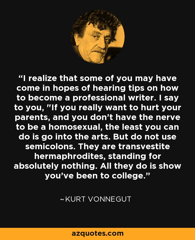 I realize that some of you may have come in hopes of hearing tips on how to become a professional writer. I say to you, 