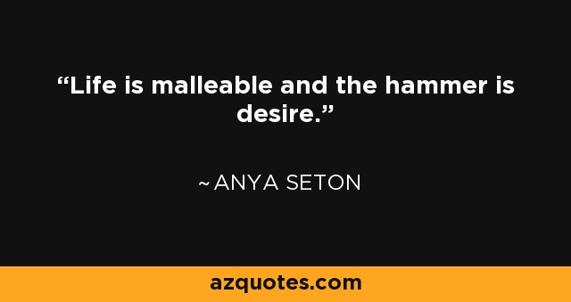 Life is malleable and the hammer is desire. - Anya Seton