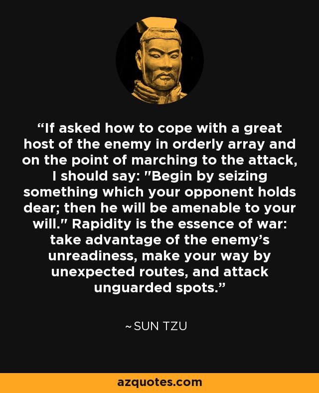 If asked how to cope with a great host of the enemy in orderly array and on the point of marching to the attack, I should say: 