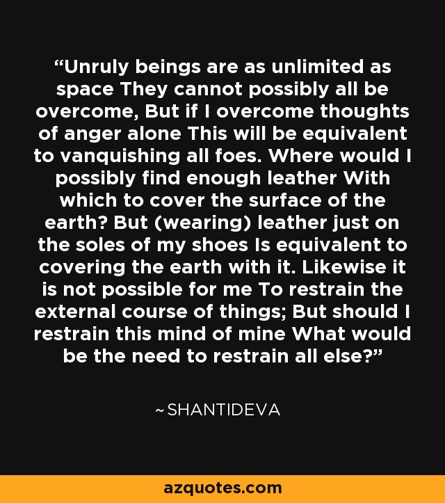 Shantideva quote: Unruly beings are as unlimited as space ...