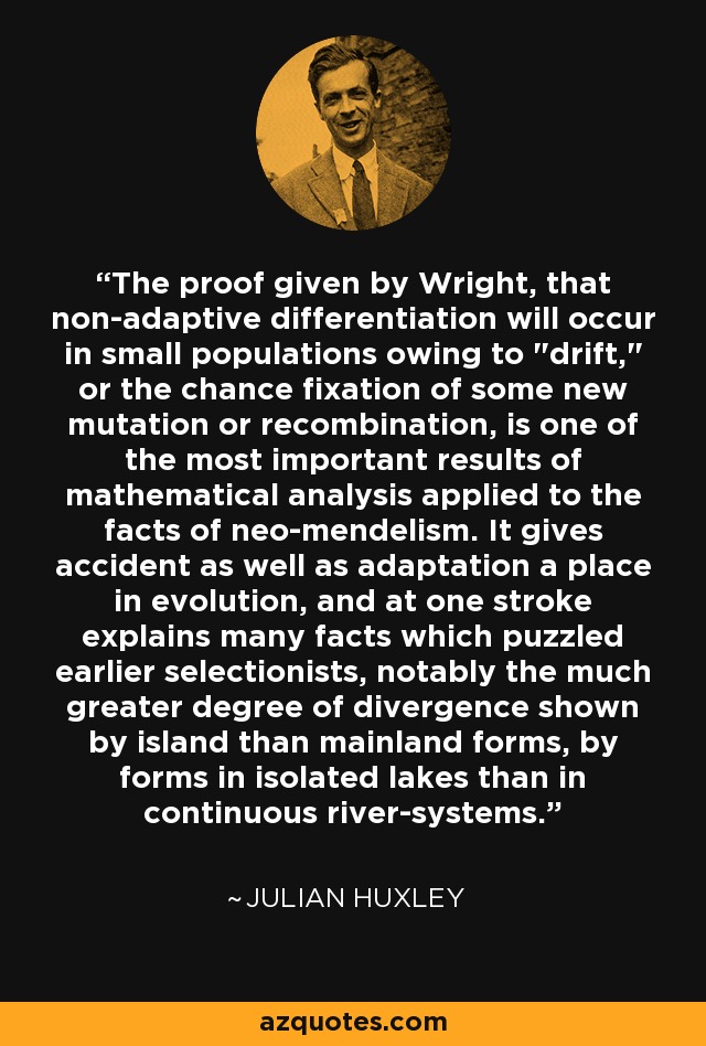 The proof given by Wright, that non-adaptive differentiation will occur in small populations owing to 