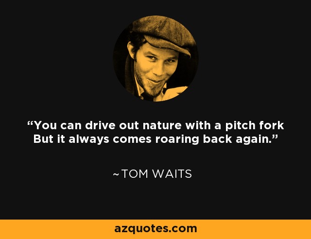 You can drive out nature with a pitch fork But it always comes roaring back again. - Tom Waits
