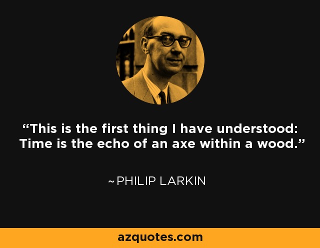 This is the first thing I have understood: Time is the echo of an axe within a wood. - Philip Larkin