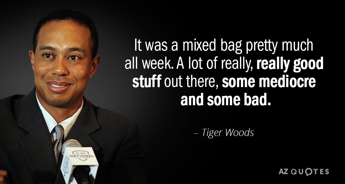 Tiger Woods quote: It was a mixed bag pretty much all week. A lot of really...