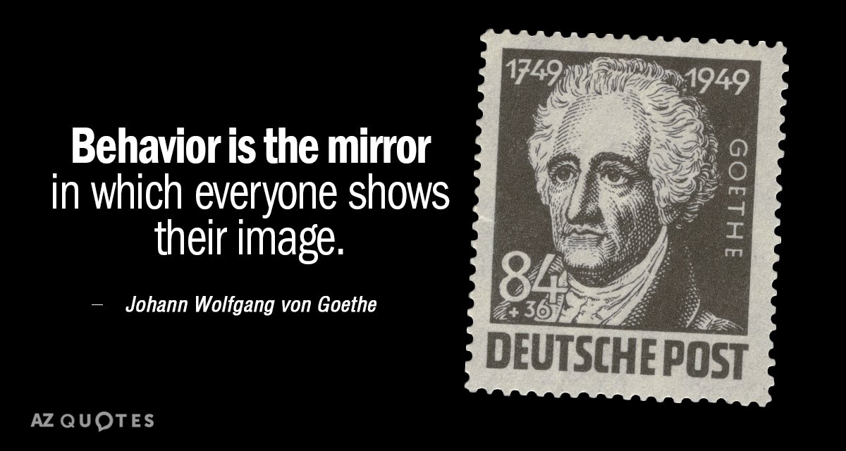 Johann Wolfgang von Goethe quote: Behavior is the mirror in which everyone shows their image.