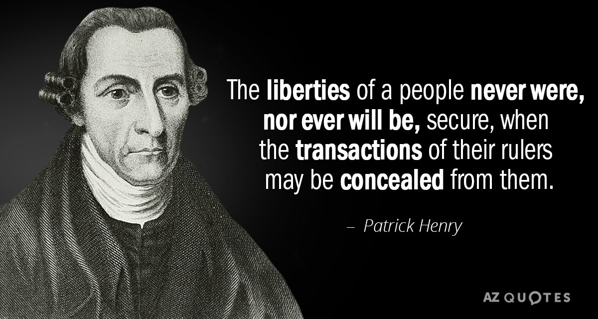 Patrick Henry quote: The liberties of a people never were, nor ever will be, secure, when...