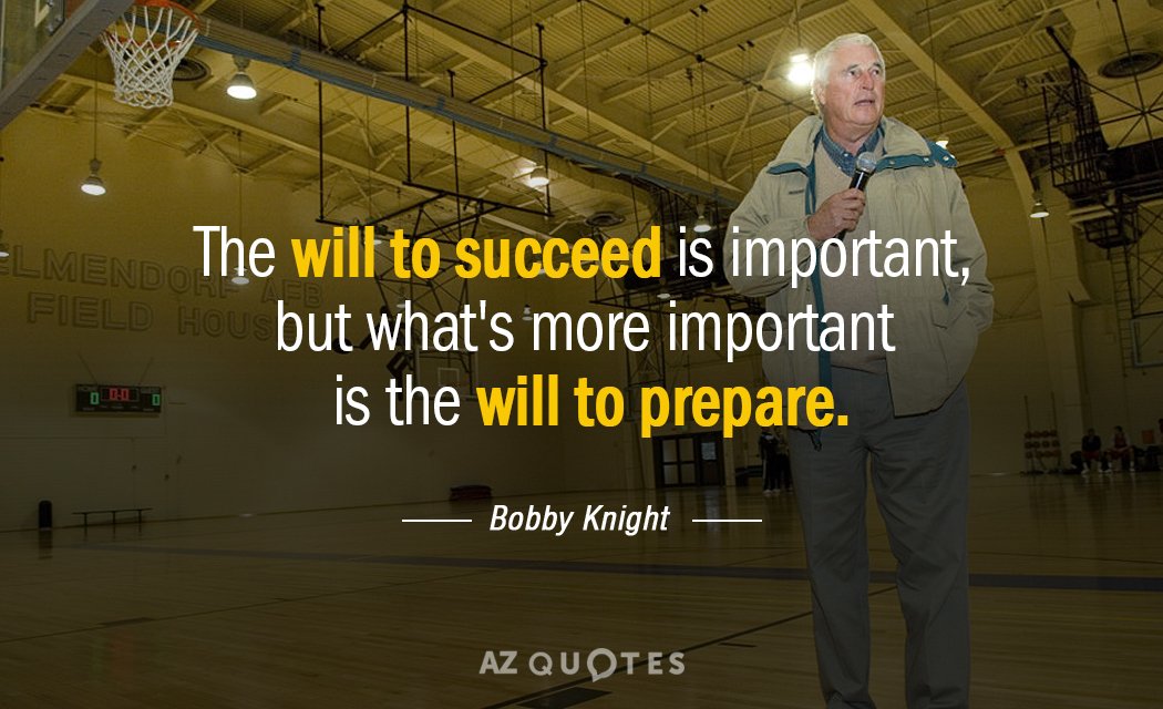 Bobby Knight quote: The will to succeed is important, but what's more important is the will...