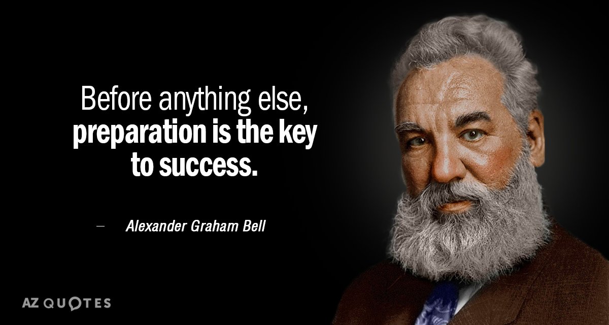 Alexander Graham Bell quote: Before anything else, preparation is the key to success.