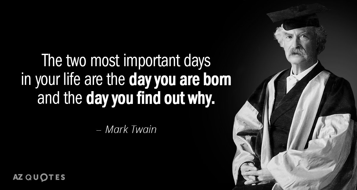 Mark Twain quote: The two most important days in your life are the day you are...